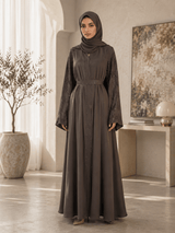 Luxus - Khaki Abaya mit funkelnden Ärmeln - Abaya Couture
