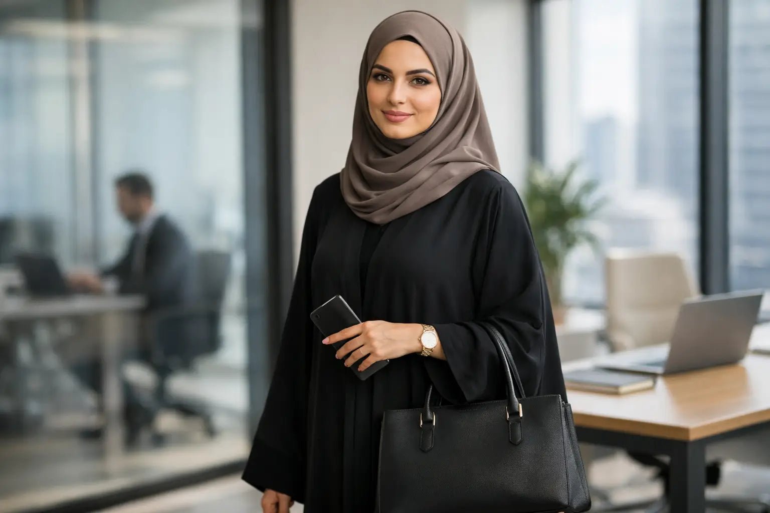 Abaya fürs Büro Styling elegant kombinieren