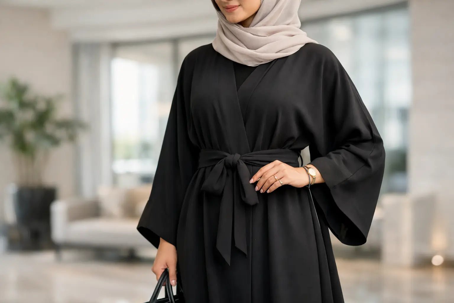 Abaya mit Gürtel stilvoll tragen