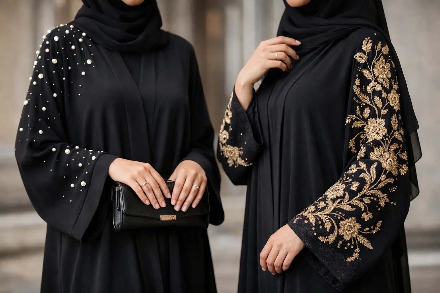 Abaya mit Perlen oder Stickerei wählen