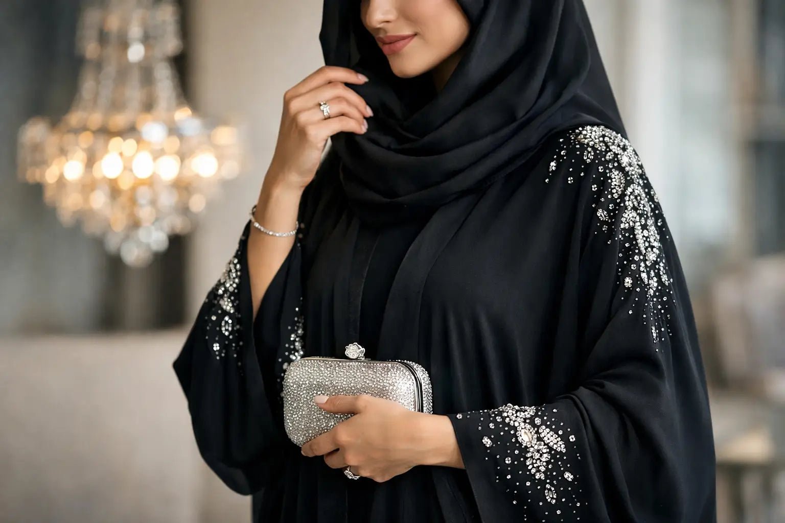 Luxus Abaya mit Steinbesatz stilvoll wählen