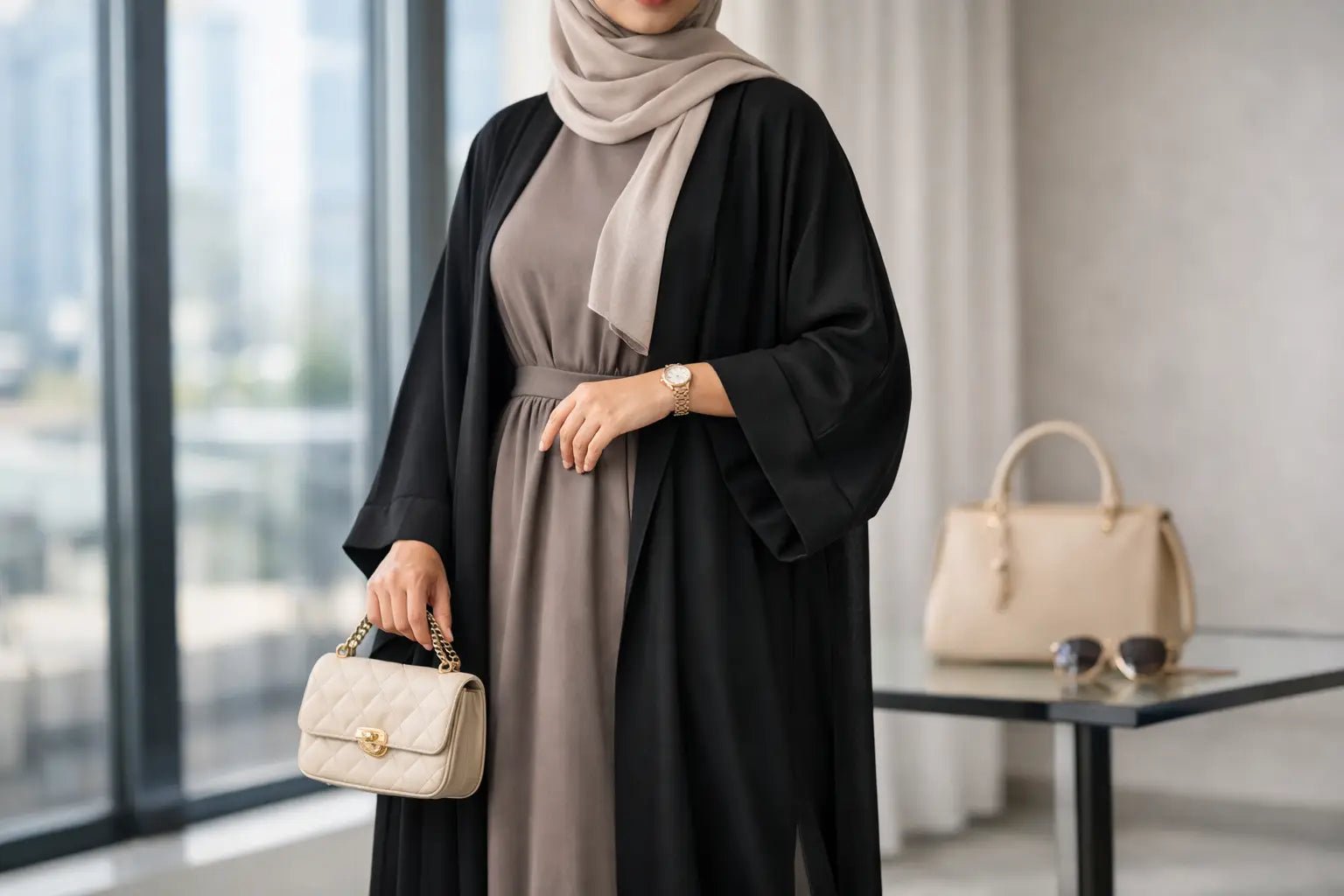 Zweiteilige Abaya Set stilvoll kombinieren