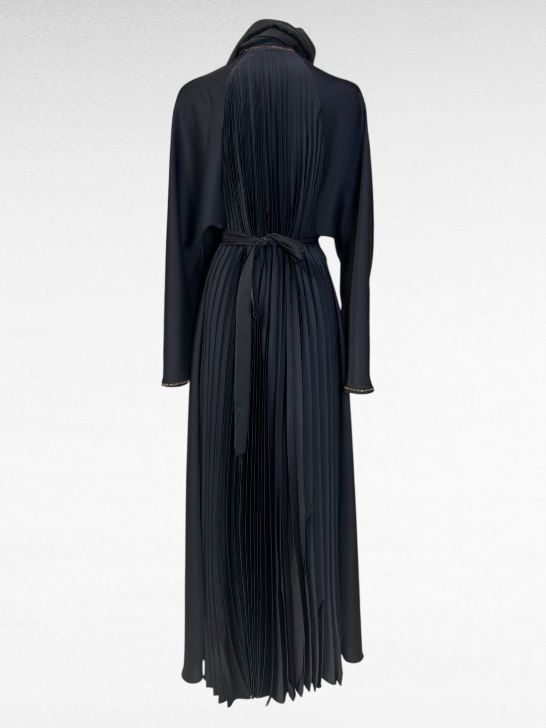 Elegante Abaya in Anthrazit mit goldenen Akzenten - Abaya Couture