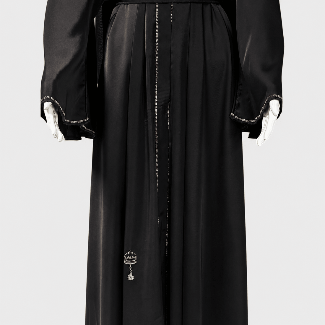 Elegante Abaya in Anthrazit mit goldenen Akzenten - Abaya Couture