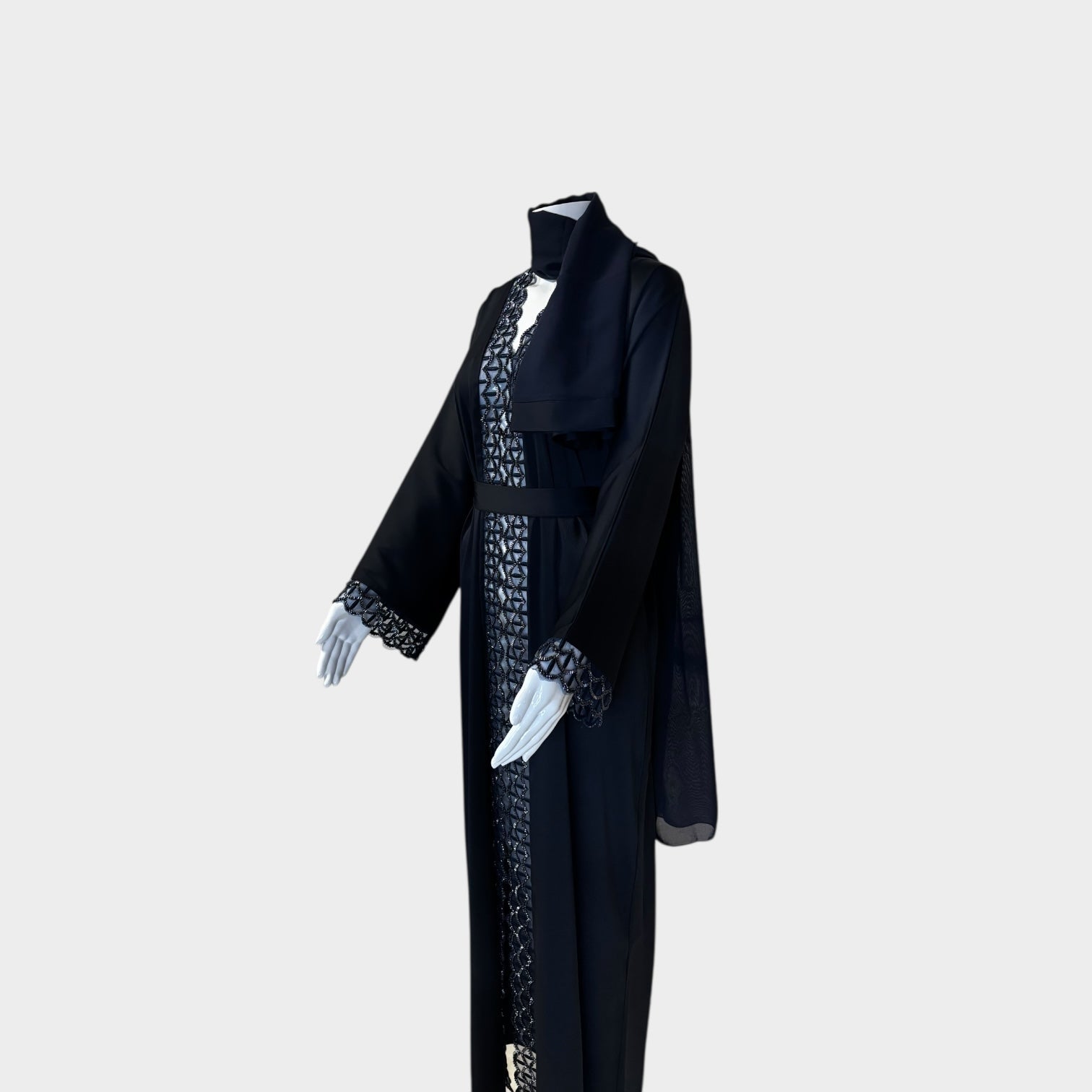 Elegante Abaya in Dunkelblau mit kunstvoller Verzierung - Abaya Couture