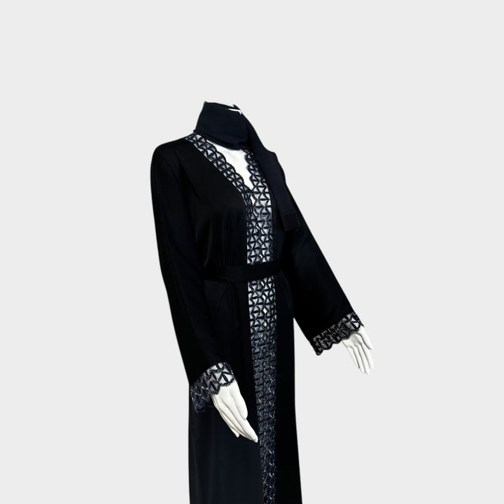 Elegante Abaya in Dunkelblau mit kunstvoller Verzierung - Abaya Couture