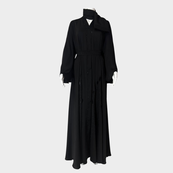 Elegante Abaya in Schwarz mit filigraner Stickerei - Abaya Couture