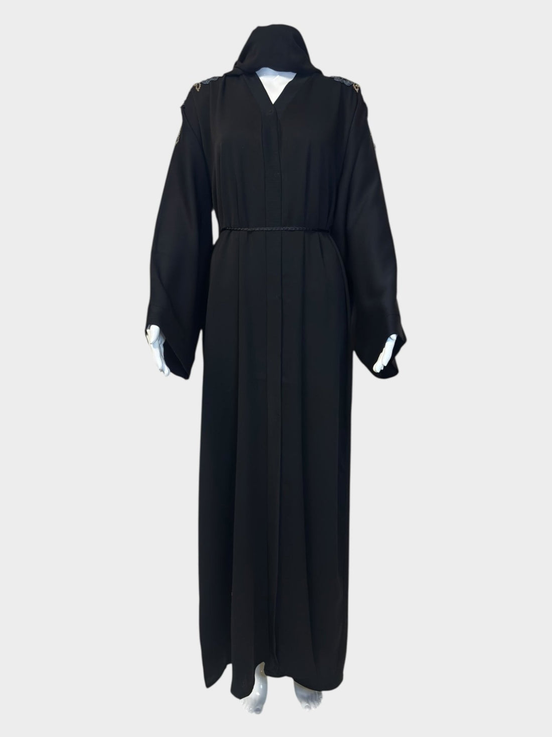 Elegante Abaya in Schwarz mit floraler Stickerei - Abaya Couture