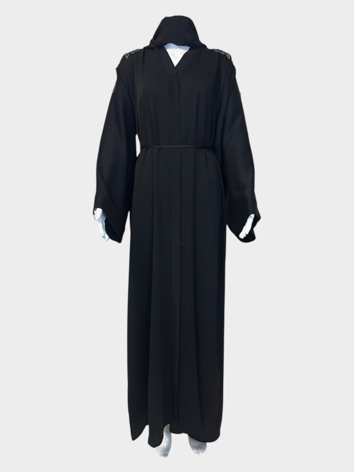 Elegante Abaya in Schwarz mit floraler Stickerei - Abaya Couture