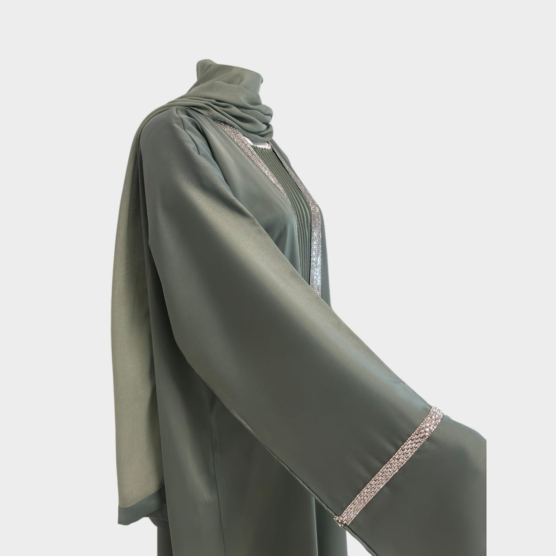 Elegante Abaya in tiefem Grün mit glitzernden Akzenten - Abaya Couture