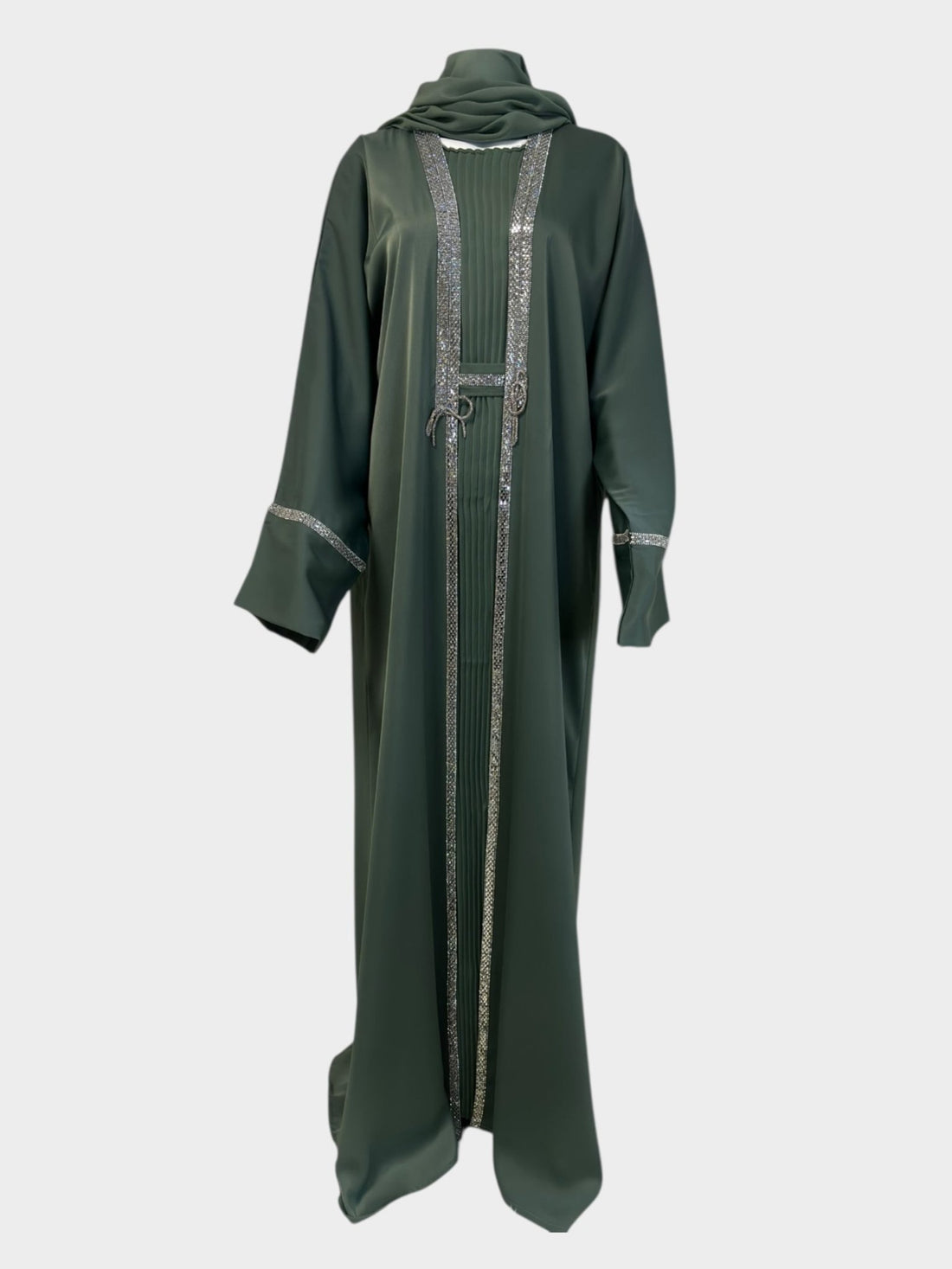 Elegante Abaya in tiefem Grün mit glitzernden Akzenten - Abaya Couture