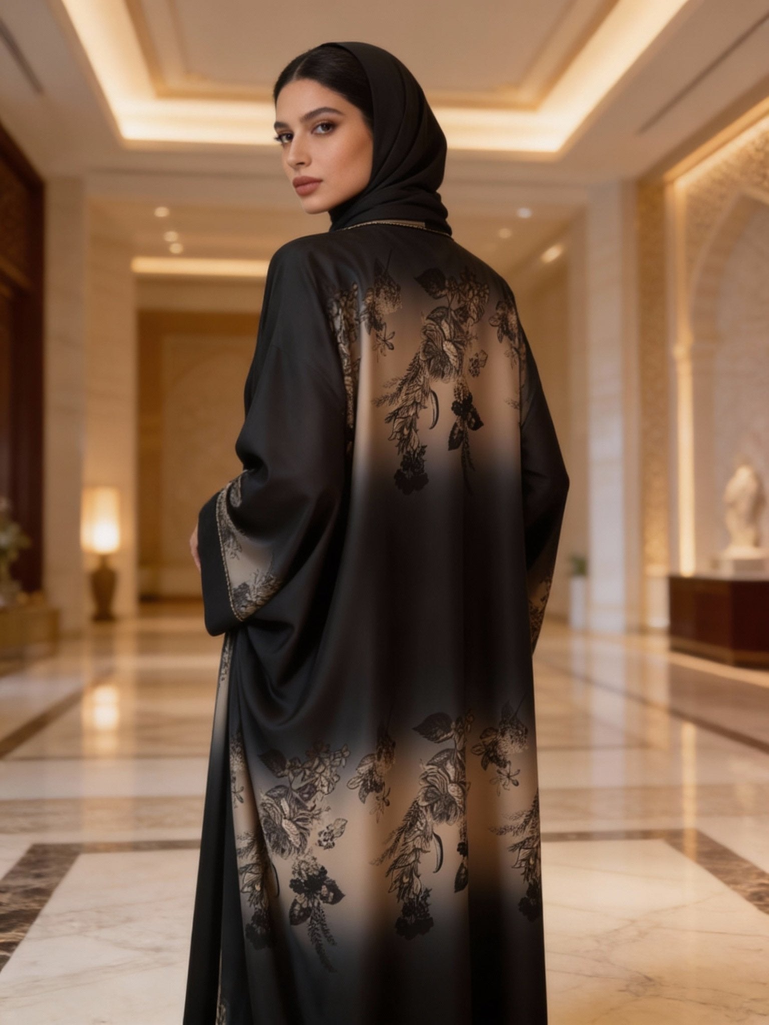 Elegante Abaya mit floralem Design - Abaya Couture