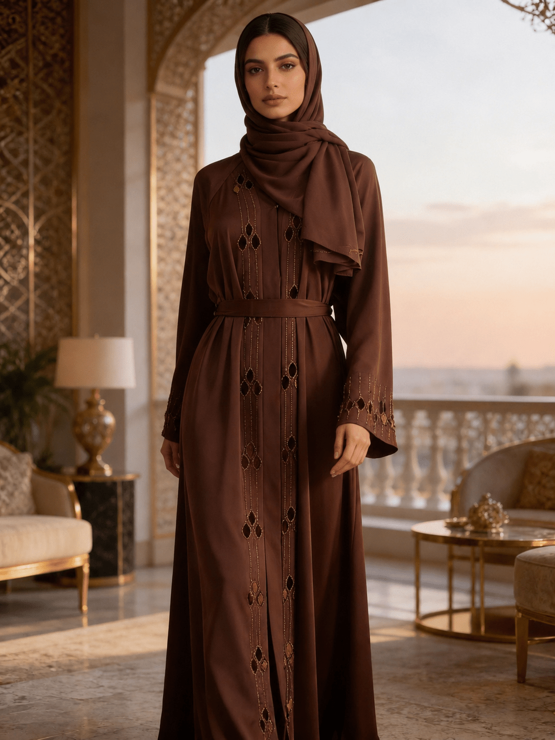 Elegante Abaya mit zartem Stickdesign - Abaya Couture