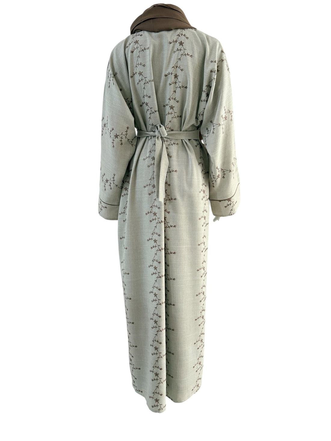 Elegante Bestickte Abaya in Sandbeige & Mokka - Abaya Couture