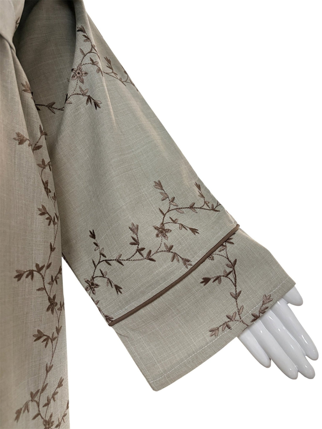 Elegante Bestickte Abaya in Sandbeige & Mokka - Abaya Couture