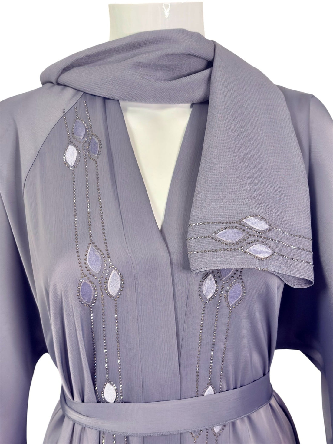 Elegante graue Abaya mit filigranen Details - Abaya Couture