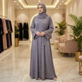 Elegante graue Abaya mit filigranen Details - Abaya Couture