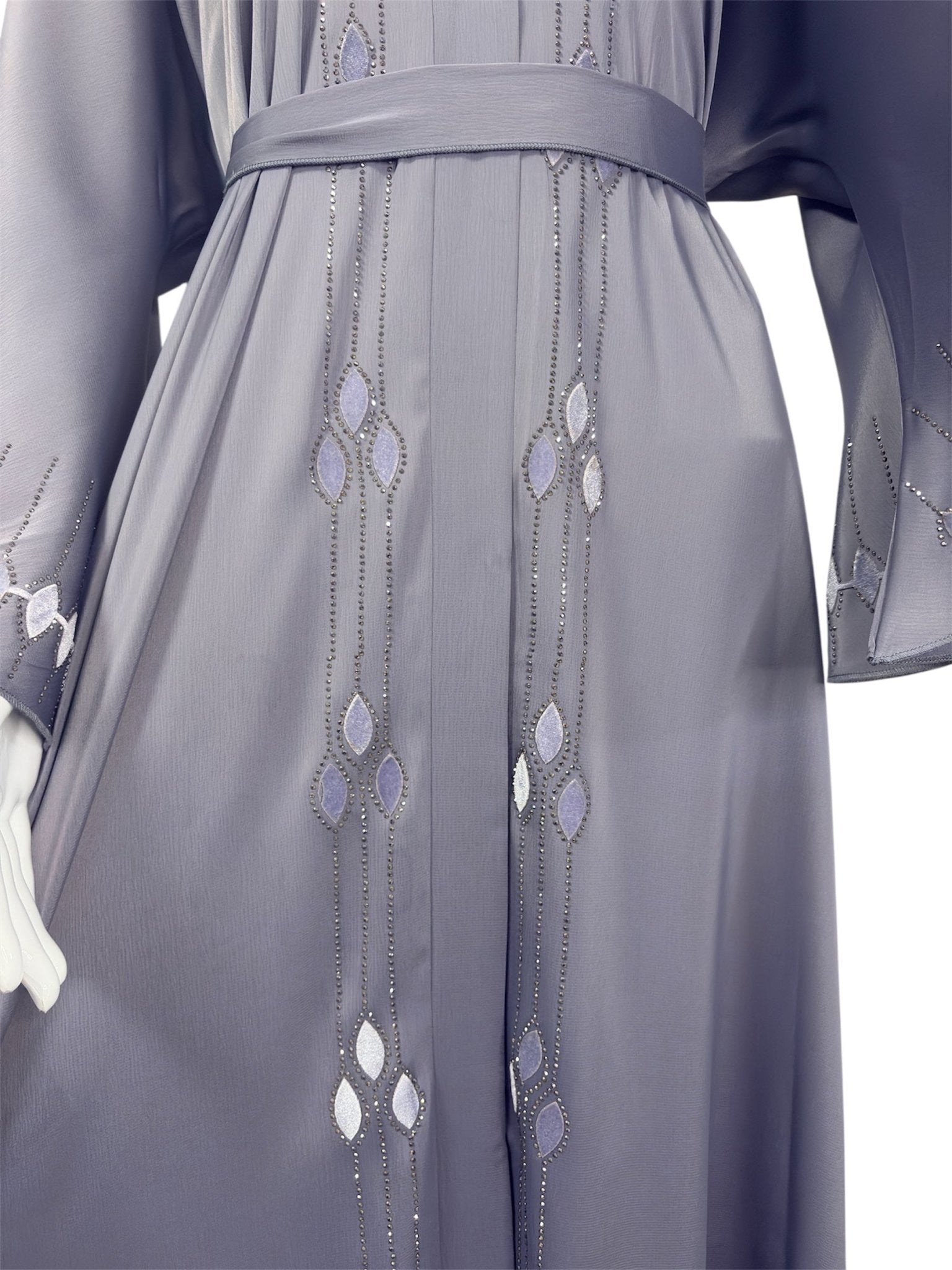 Elegante graue Abaya mit filigranen Details - Abaya Couture
