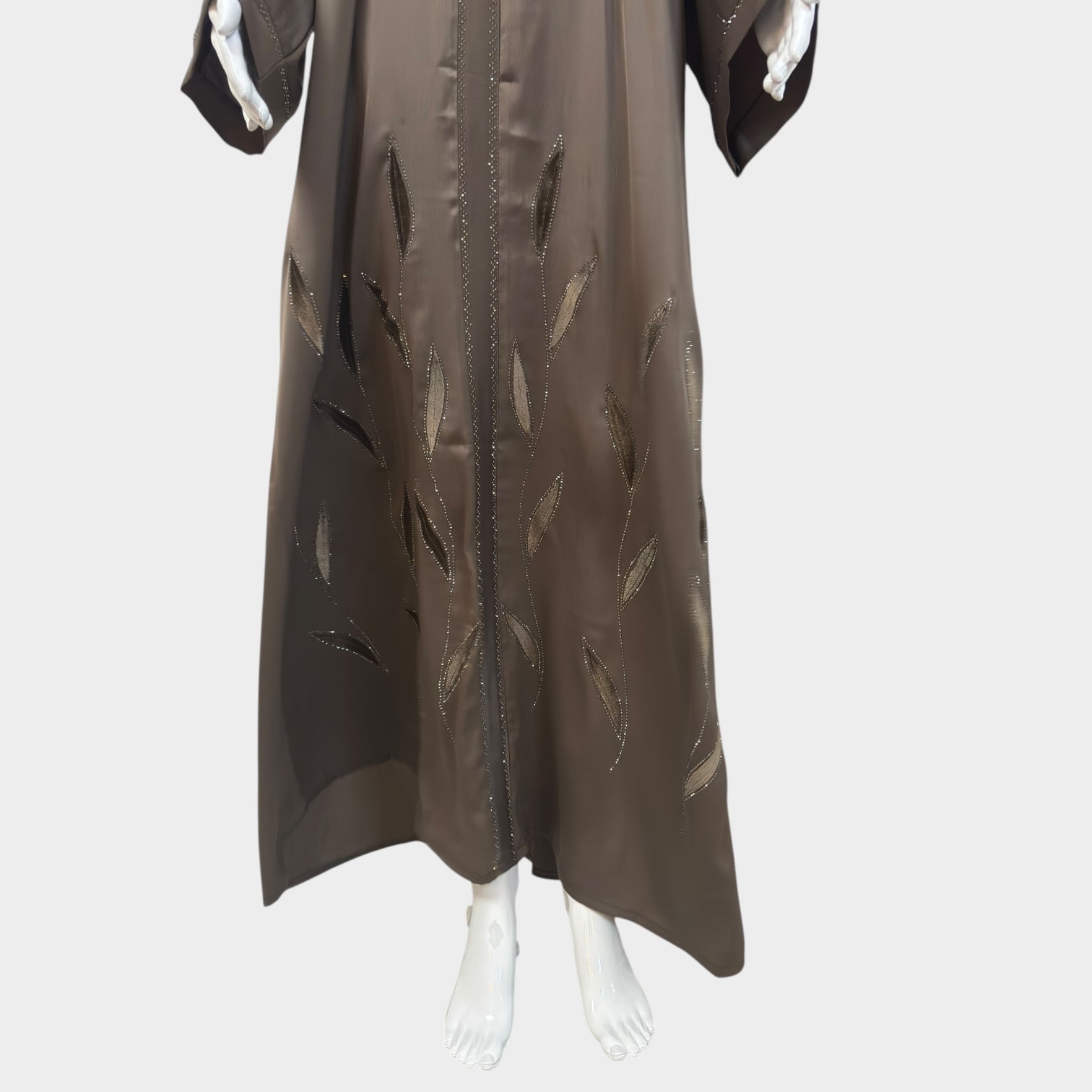 Elegante Taupe - Abaya mit dezenten Perlenakzenten - Abaya Couture