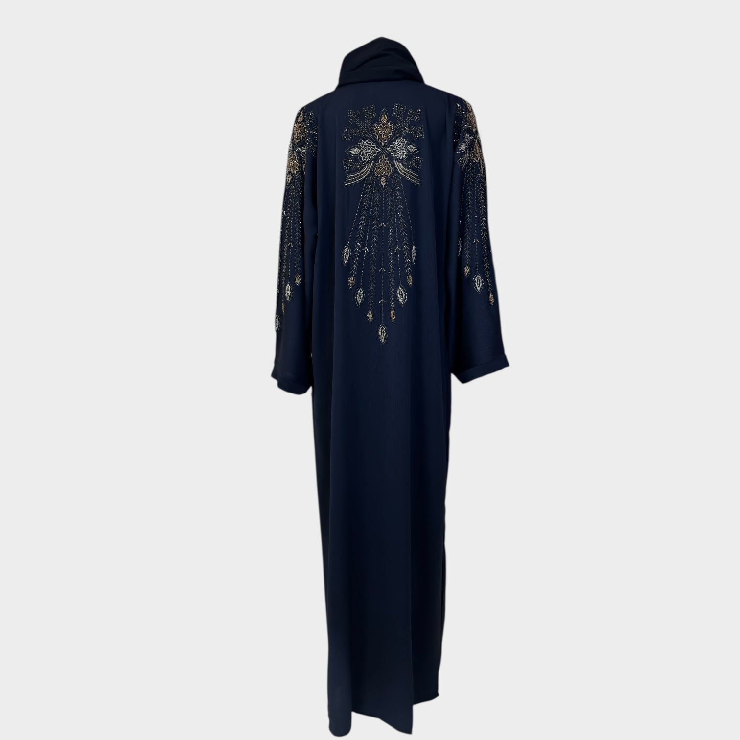 Exquisite Abaya in Dunkelblau mit glamouröser Stickerei - Abaya Couture