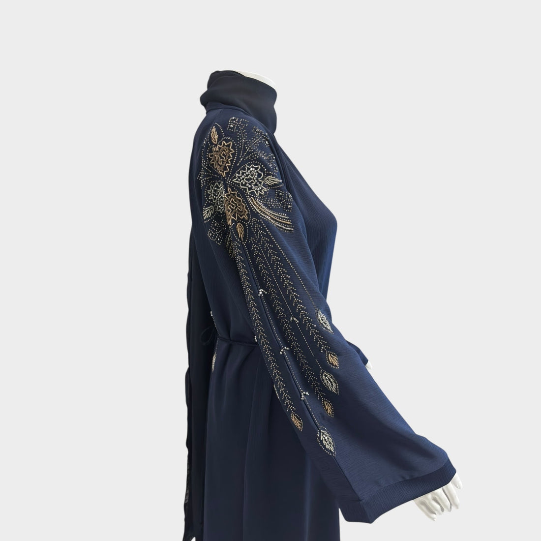 Exquisite Abaya in Dunkelblau mit glamouröser Stickerei - Abaya Couture