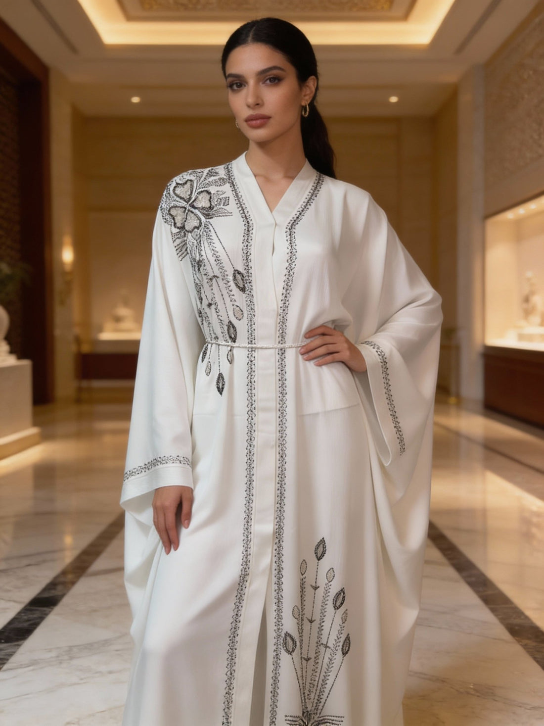 Luxuriöse Abaya in strahlendem Weiß - Abaya Couture