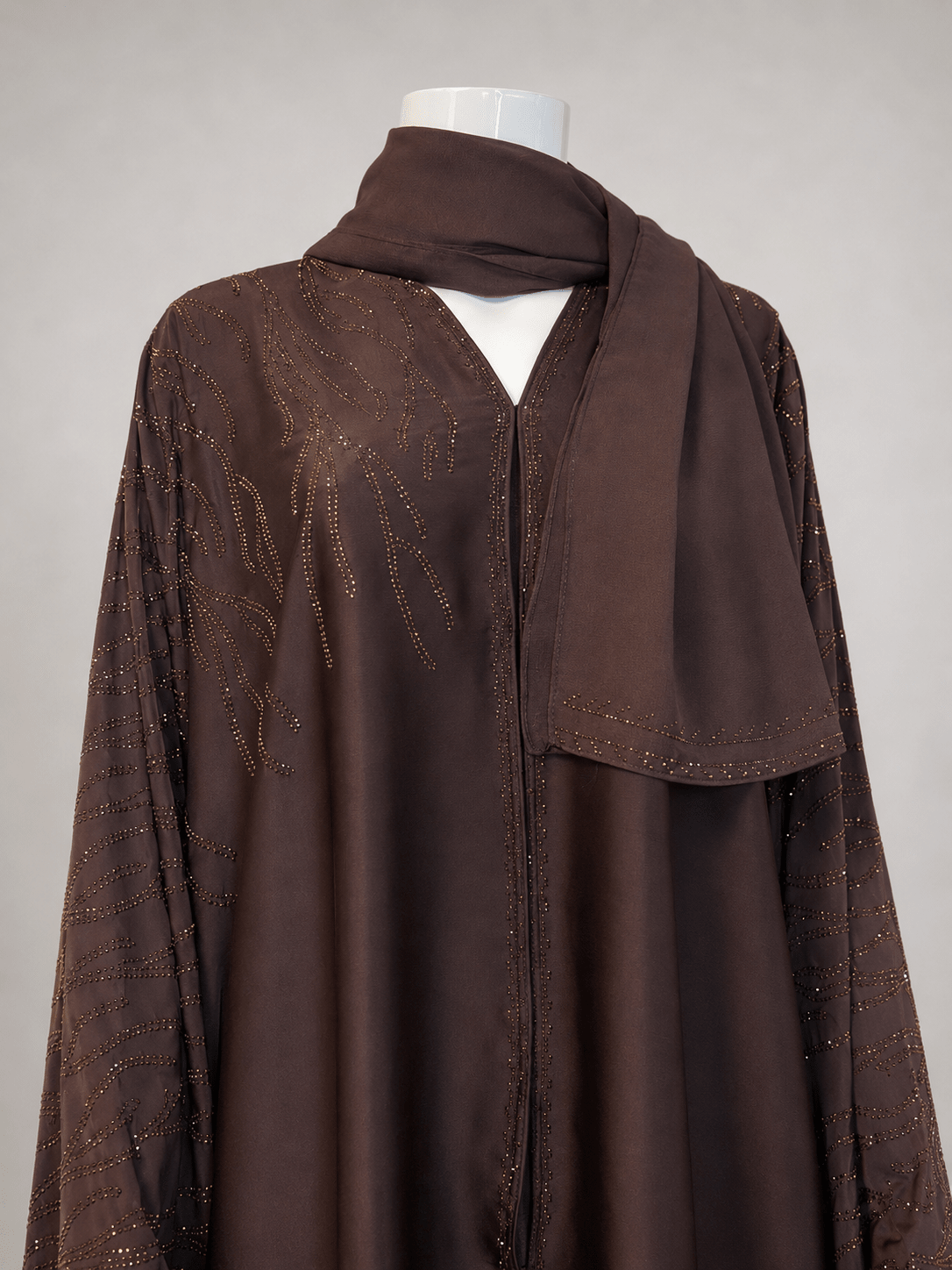 Luxus Butterfly Abaya Dusty Plum mit Strassdetails & passendem Hijab - Abaya Couture