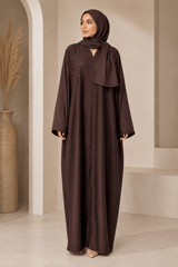 Luxus Butterfly Abaya Dusty Plum mit Strassdetails & passendem Hijab - Abaya Couture