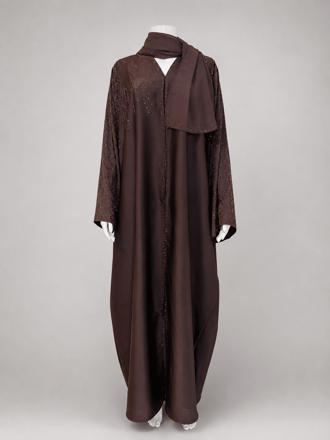 Luxus Butterfly Abaya Dusty Plum mit Strassdetails & passendem Hijab - Abaya Couture