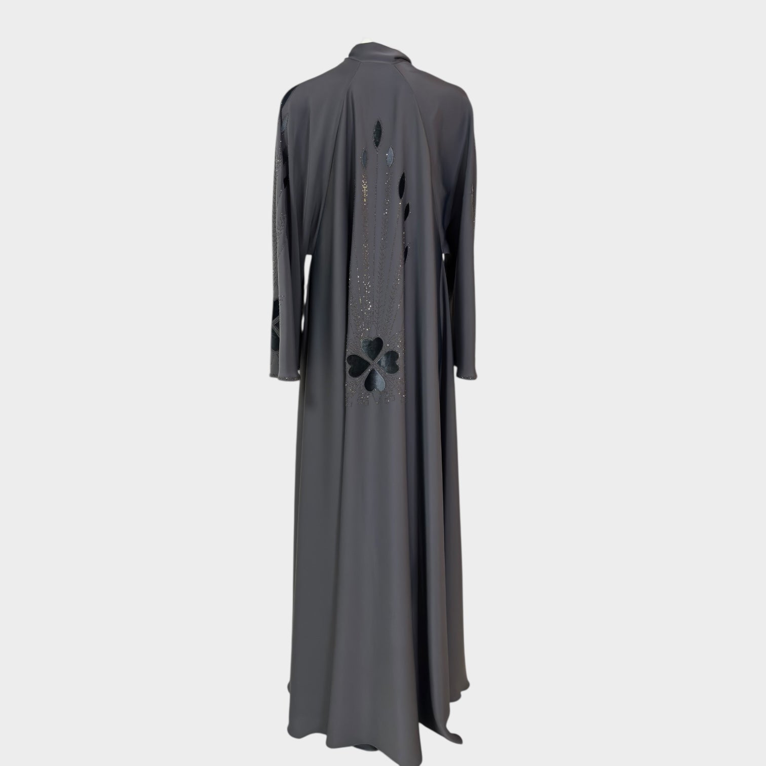 Luxus - Grau Abaya mit floralen Cut - Outs - Abaya Couture