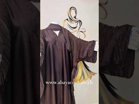 Luxus Butterfly Abaya Dusty Plum mit Strassdetails & passendem Hijab